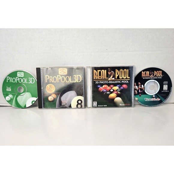 Vintage 3D Pool Simulation Games 1998 For Windows 95/98 - ProPool 3D & Real Pool - Picture 1 of 7